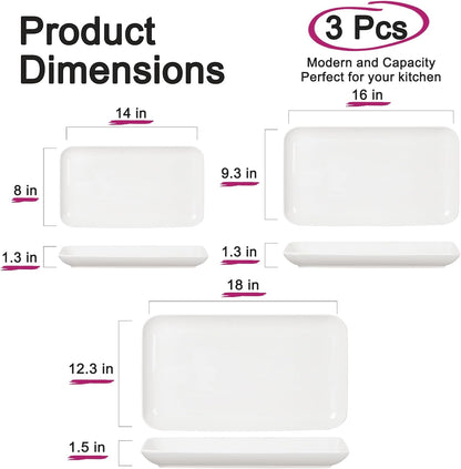 DELLING Serving Platter, 18/16/14inch Large Serving Tray, Serving Platters for Snacks, Fruit