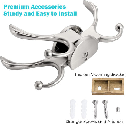Swivel Coat Hook 2 Pack Heavy Duty Space Saving Towel Rope Hook Wall Mount Triple Swing Arms for RV