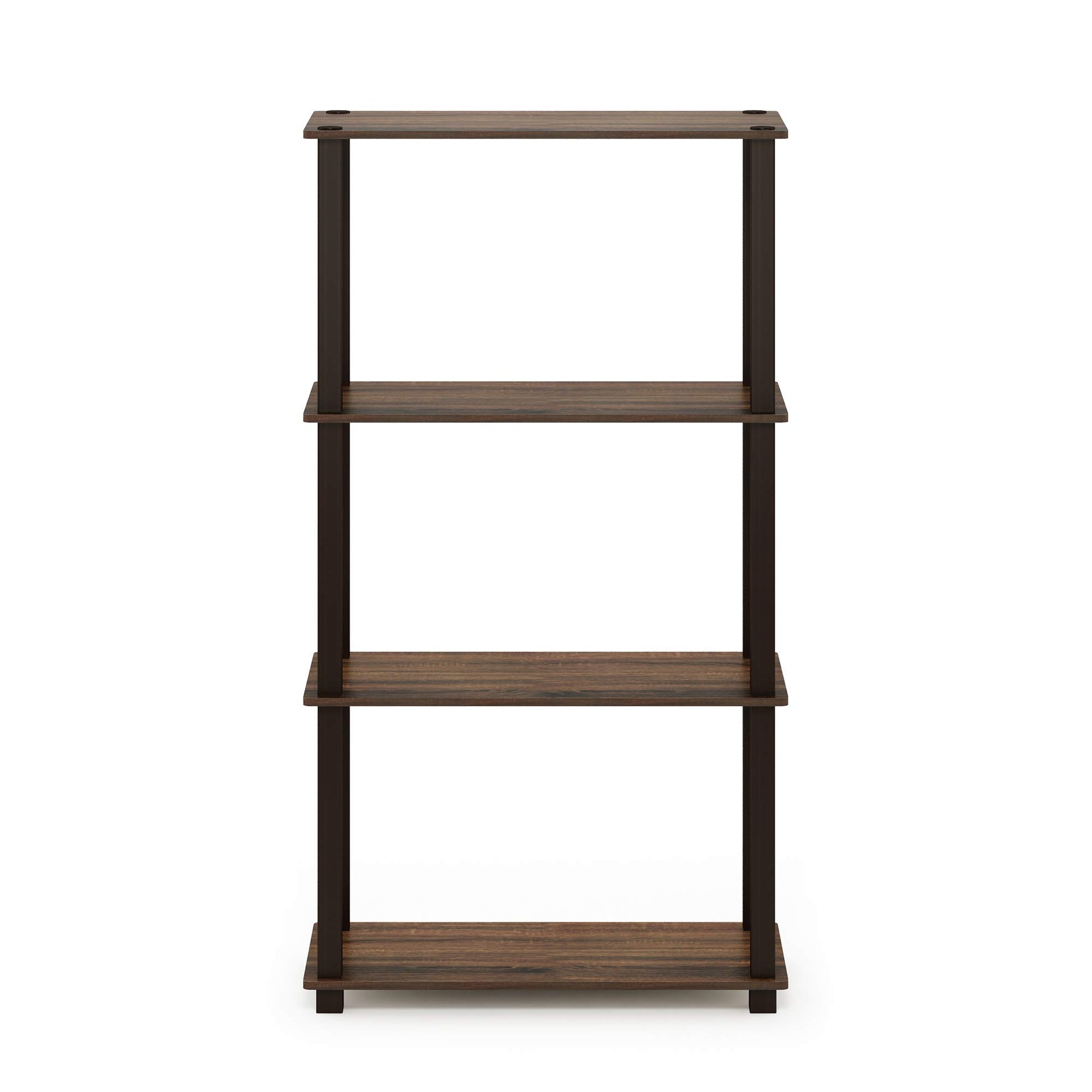 Furinno TURN-S-TUBE Storage Shelves, 4-Tier Book Shelf, Corner Shelf, Toolless Open Shelves, for