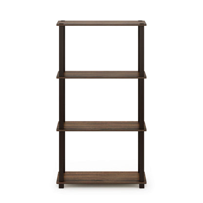 Furinno TURN-S-TUBE Storage Shelves, 4-Tier Book Shelf, Corner Shelf, Toolless Open Shelves, for