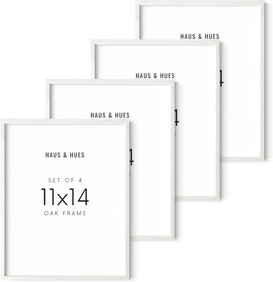 HAUS AND HUES 11x14 White Picture Frames Set of 4-11x14 White Frames Sets for Wall Collage, 11x14