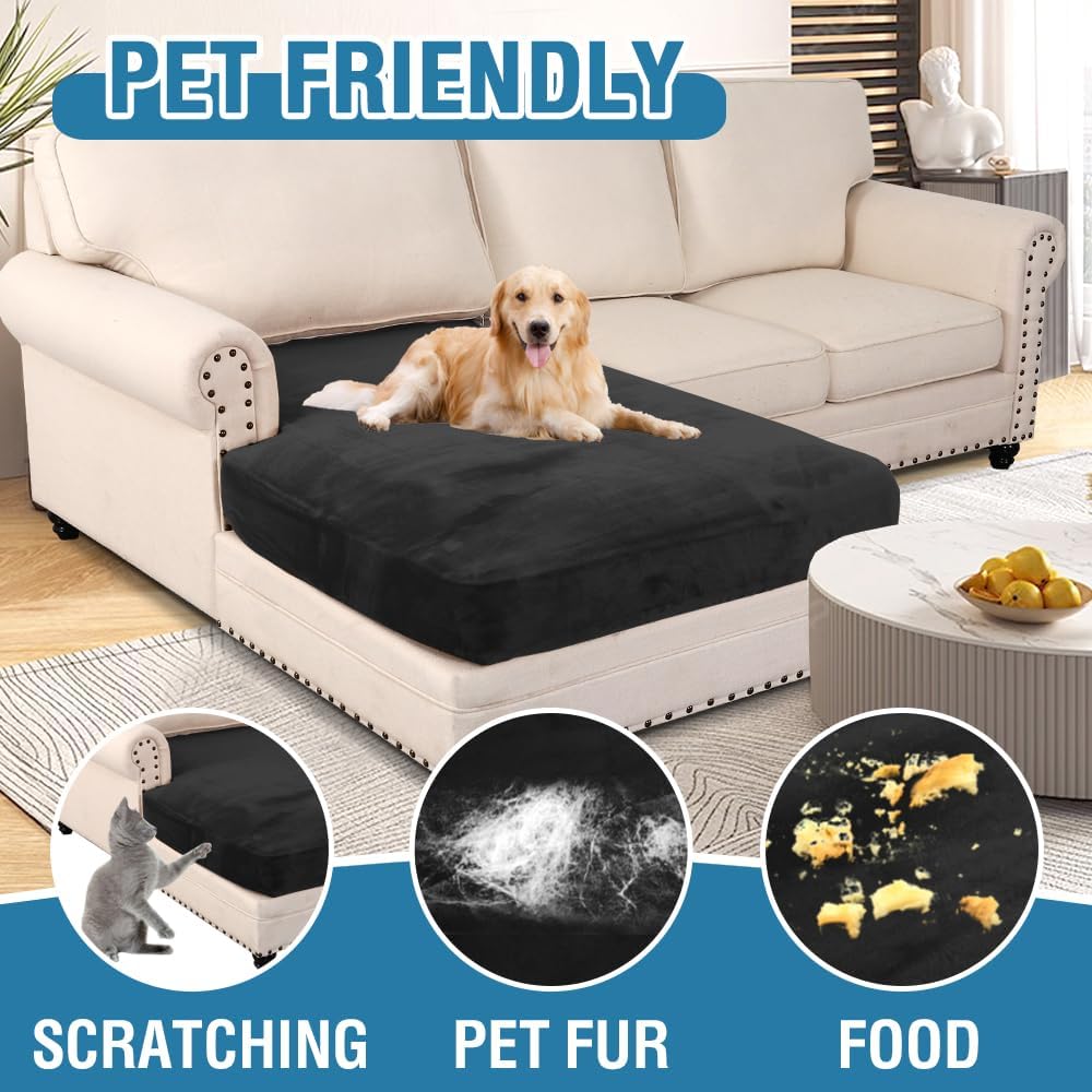 H.VERSAILTEX Velvet Stretch Individual Chaise Cover Sectional Couch Covers for L Shaped Sofa Both