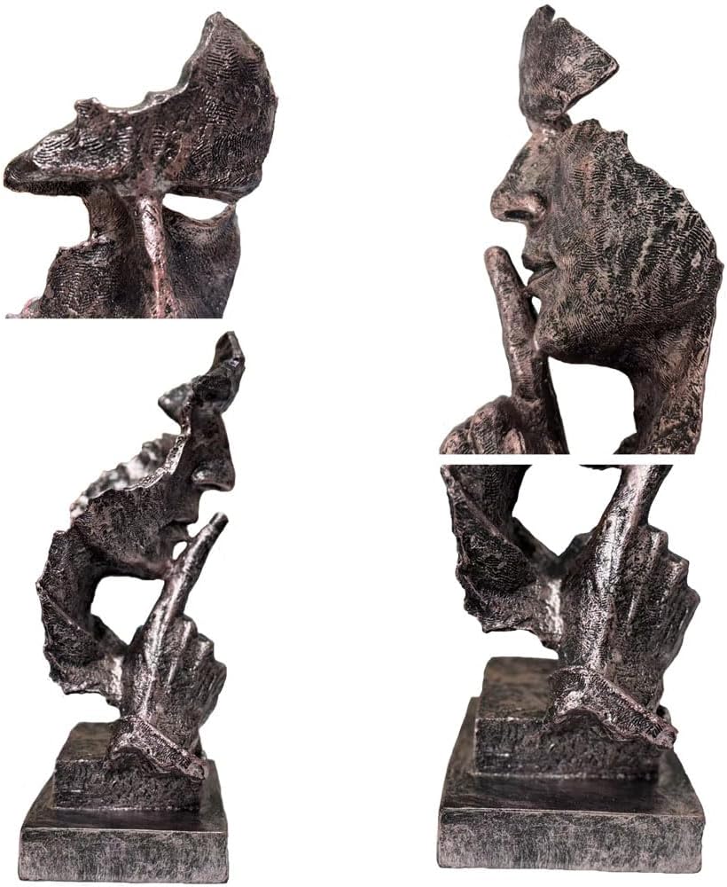 Silence is a Golden Statue Modern Mens Creative Office Home Room Decorations Sculpture Bookshelf