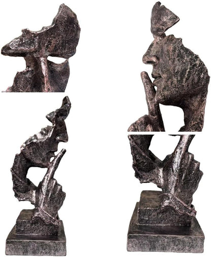 Silence is a Golden Statue Modern Mens Creative Office Home Room Decorations Sculpture Bookshelf