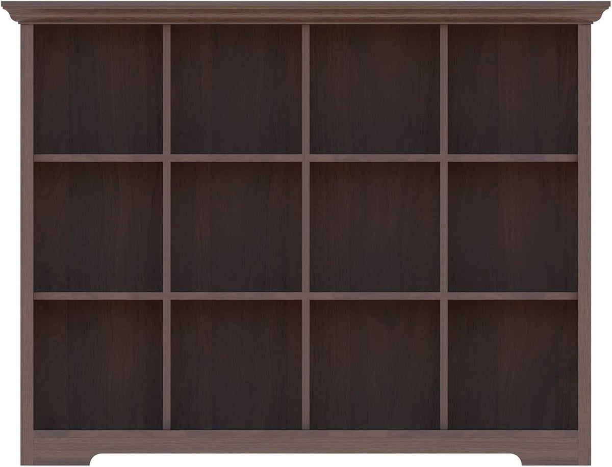 Cube Shelf Bookcase with Base - Wooden 3 Tiers Floor Standing Low Storage Cabinet for Home and