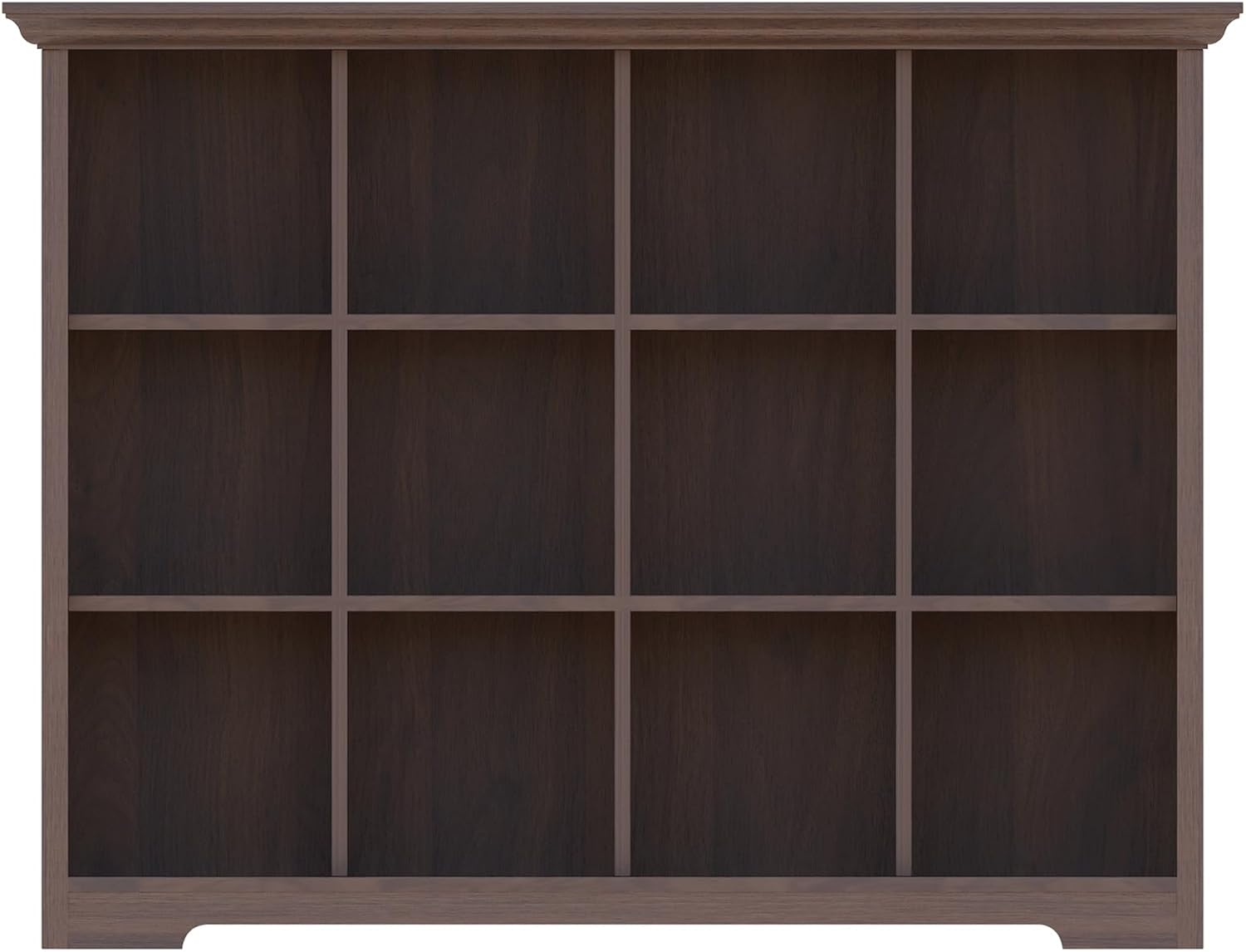Cube Shelf Bookcase with Base - Wooden 3 Tiers Floor Standing Low Storage Cabinet for Home and