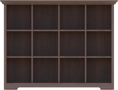 Cube Shelf Bookcase with Base - Wooden 3 Tiers Floor Standing Low Storage Cabinet for Home and