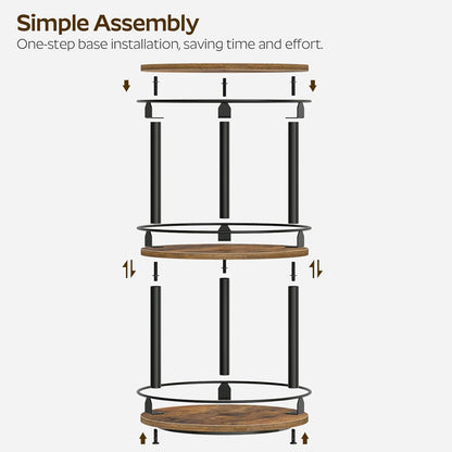 3-Tier Lazy Susan Organizer, Rotating Spice Rack, Spinning Organizer, Industrial Turntable Spice