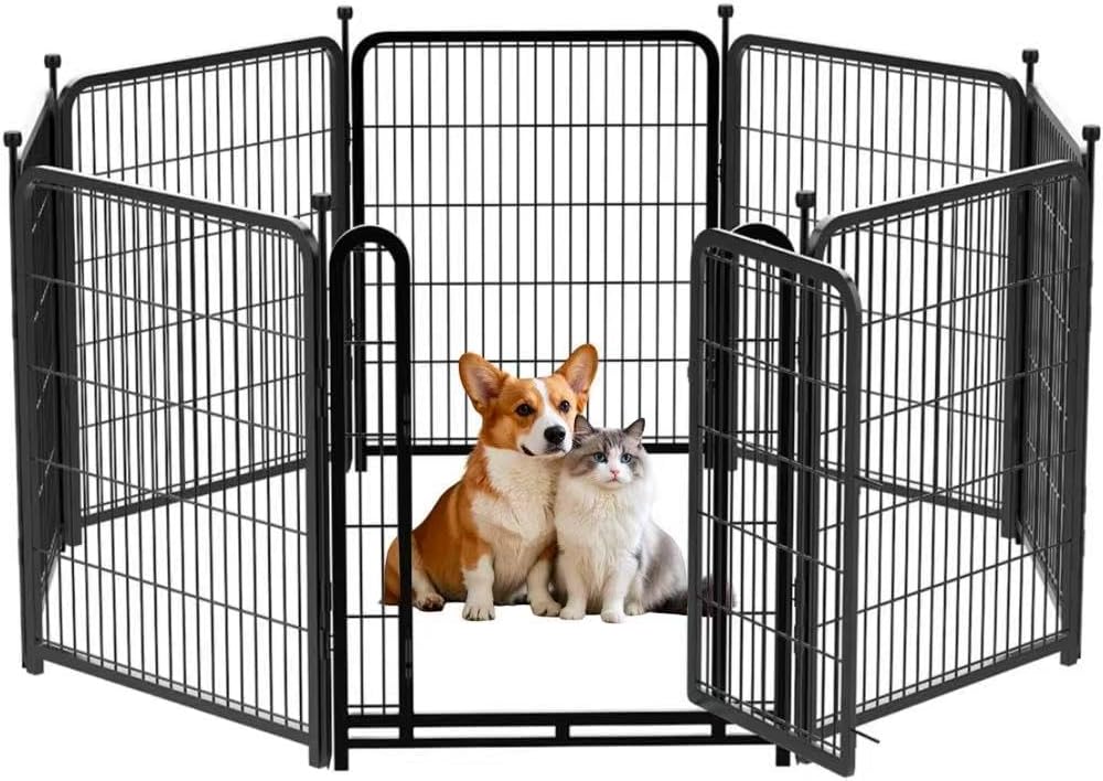Garden Fencing 36 inch High, 8 Panels Total 17.7 Ft(L) Tall Garden Fence for Dogs, Wide Door Low