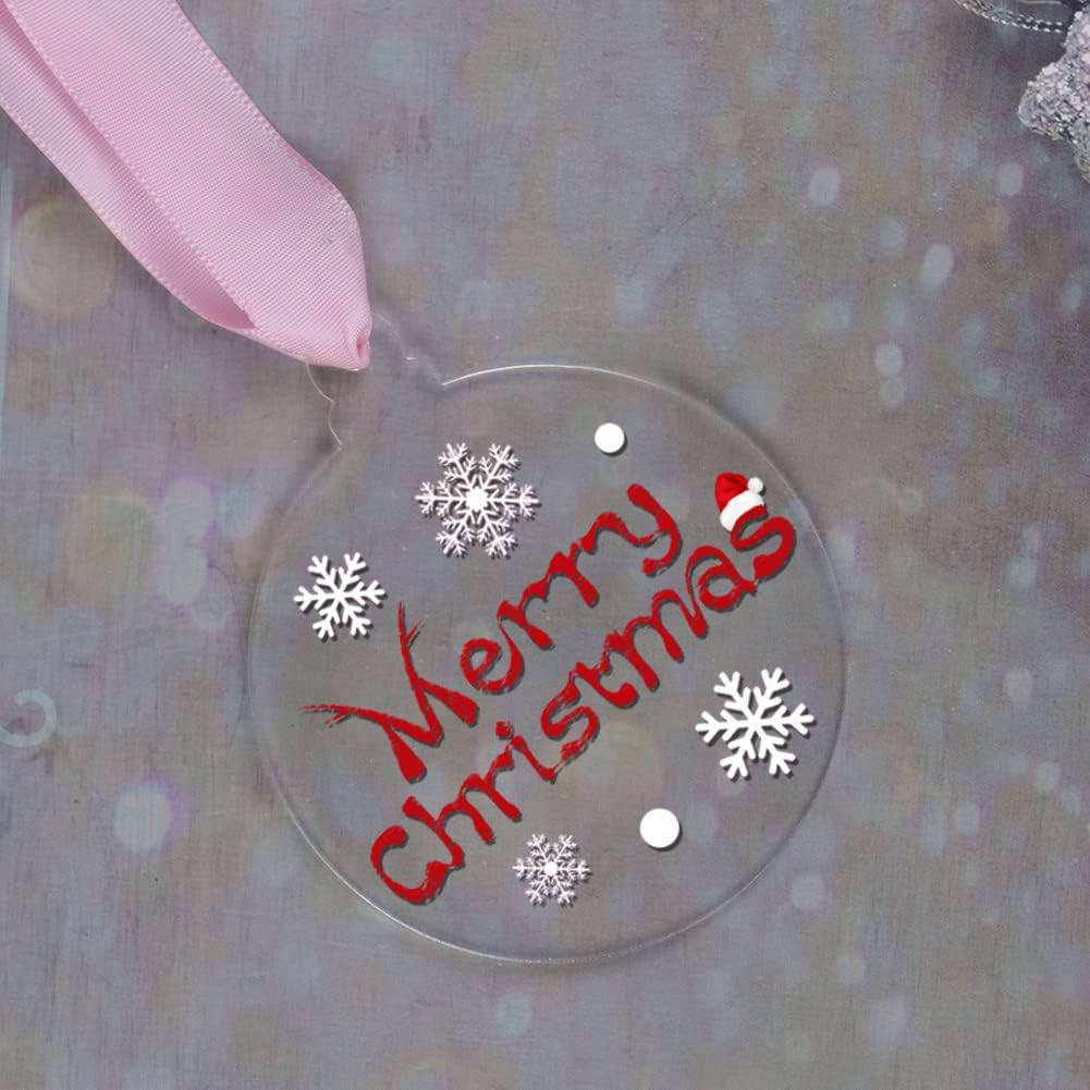 20Pcs 4 Inch Clear Acrylic Christmas Ornaments - DIY Craft Hanging Ornaments for Christmas Tree