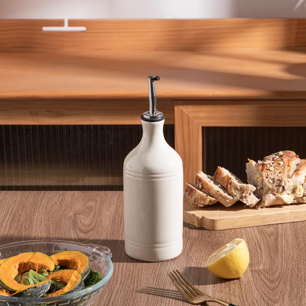 Sweejar Ceramic Olive Oil Dispenser Bottle, Opaque Oil Cruet Protects Oil to Reduce Oxidation