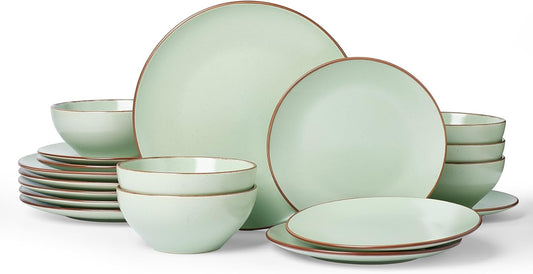 Famiware Venus Plates and Bowls Sets, 18 Pieces Stoneware Dinnerware Sets, Speckled Dishes Set for