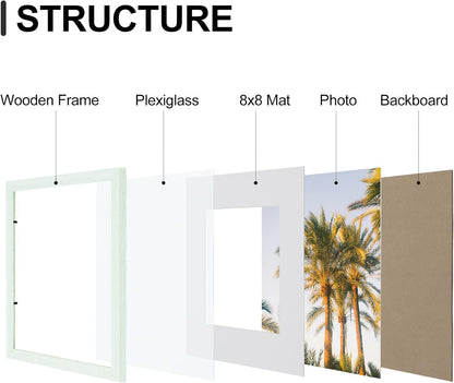 Vittanly 12x12 Picture Frames Set of 9, Shatter Resistant Plexiglass, Display 8x8 Pictures with Mat