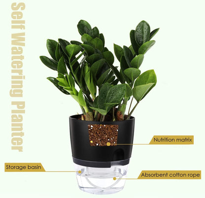 Vanavazon 6 Inch Self Watering Planter Pots for Indoor Plants, 3 Pack African Violet Pots with Wick