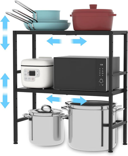 2-Tier Expandable Metal Storage Shelves, 150LBS Heavy Duty Shelving Units and Storage,Adjustable