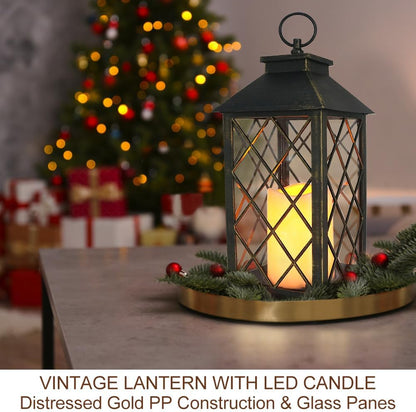 Bright Zeal 13.5" Outdoor Candle Lantern Decorative with LED Pillar Candle Battery Powered