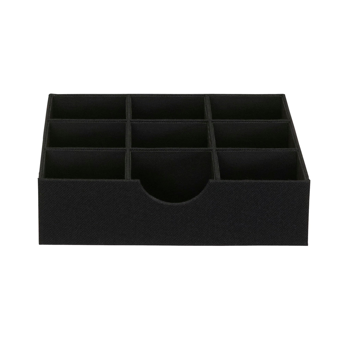 Household Essentials Drawer Organizer Tray with Fabric Cover and 9 Square Compartments, Black, Set