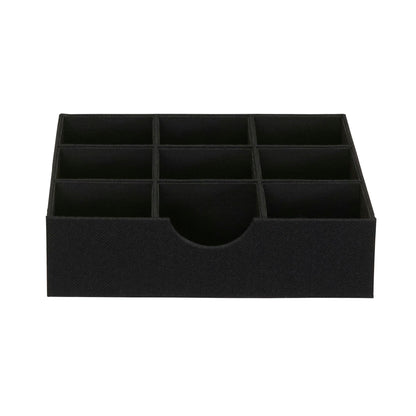 Household Essentials Drawer Organizer Tray with Fabric Cover and 9 Square Compartments, Black, Set