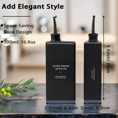 Olive Oil Dispenser Bottle for Kitchen 16.9oz, Glass Oil Bottles and Vinegar Dispenser Set
