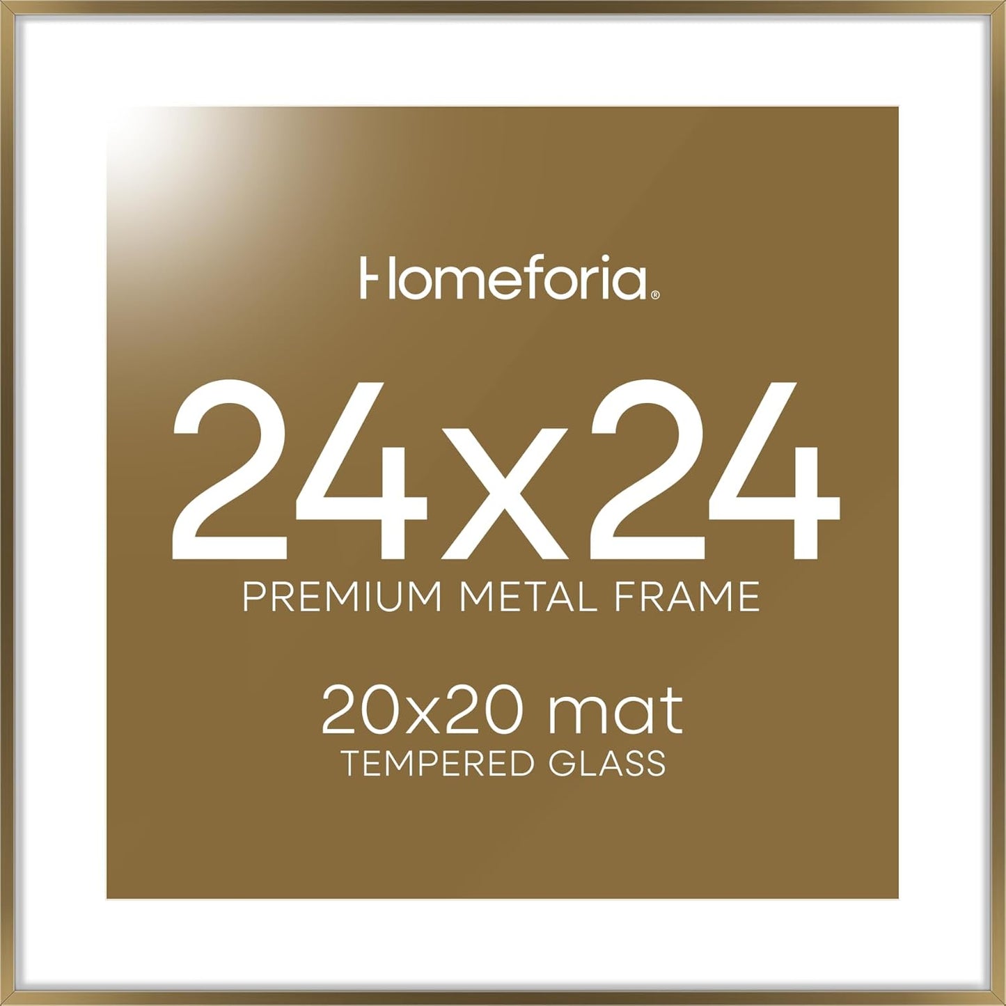 Homeforia 24x24 Picture Frame Bronze, High End Metal 24 x 24 Large Square Poster Frames with Mat 20