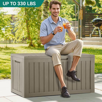YITAHOME 80-Gallon Waterproof Resin Outdoor Storage Box, Lockable Storage Container for Outdoor