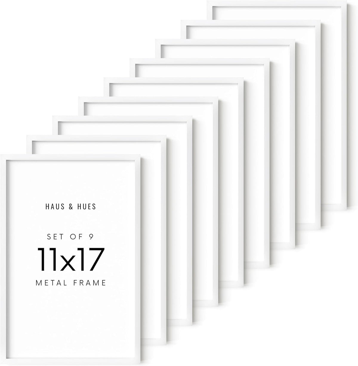 HAUS AND HUES 11x17 White Metal Picture Frames - Features Premium Aluminum, Vertical & Horizontal