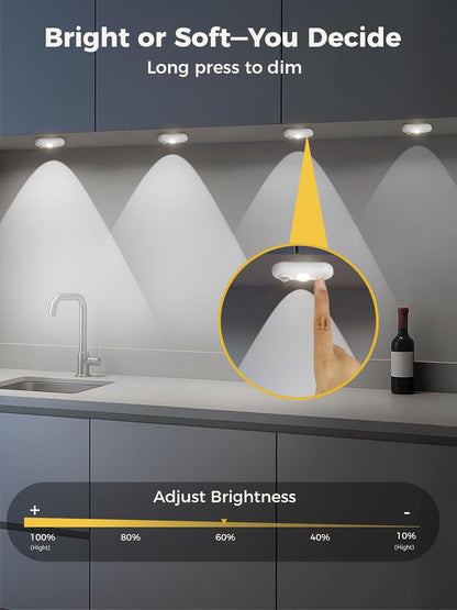 LED Motion Sensor Puck Lights, Under Cabinet Lighting, Indoor Rechargeable Wireless Cabinet Light