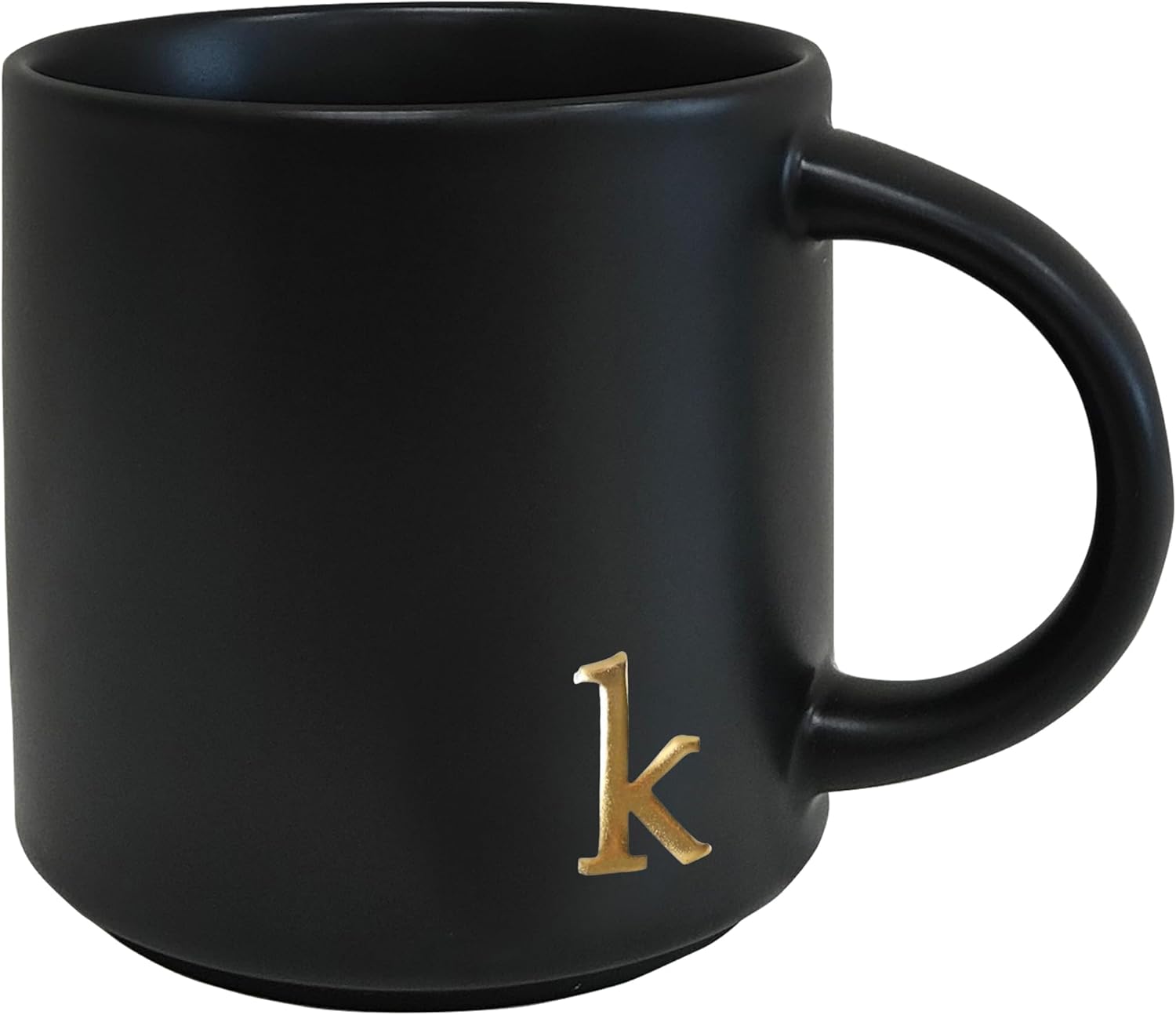 COLLECTIVE HOME - Black Monogram Ceramic Mugs, 15 oz Golden Initial Coffee Cups, Elegant Alphabet