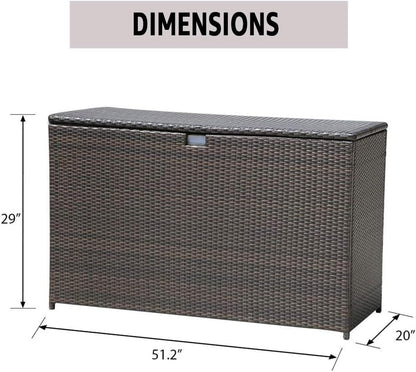 Super Patio Wicker Outdoor Patio Storage Box Waterproof, 120 Gallon Large Deck Box Rattan Storage