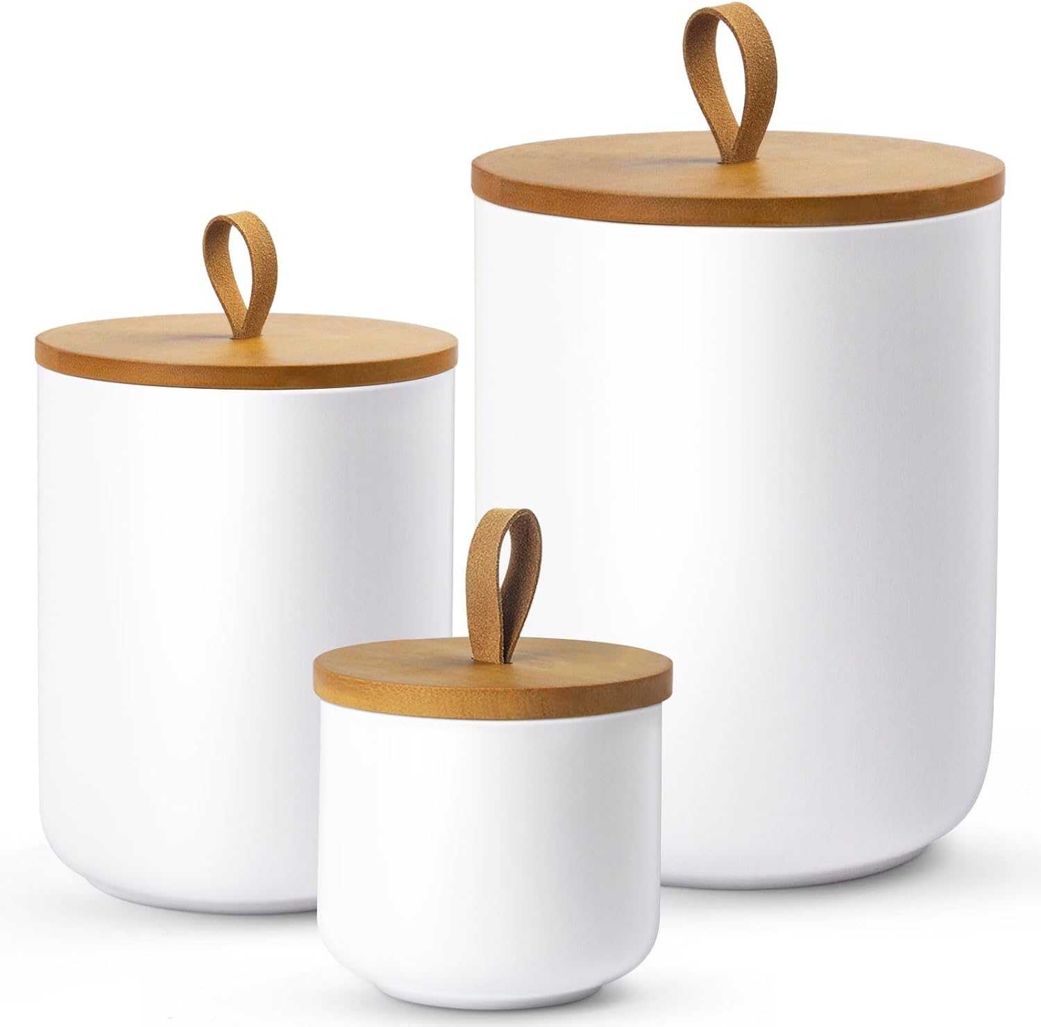Ceramic Canisters Sets for Kitchen, Airtight Canister with Bamboo Lid, Ceramic Coffee Canister