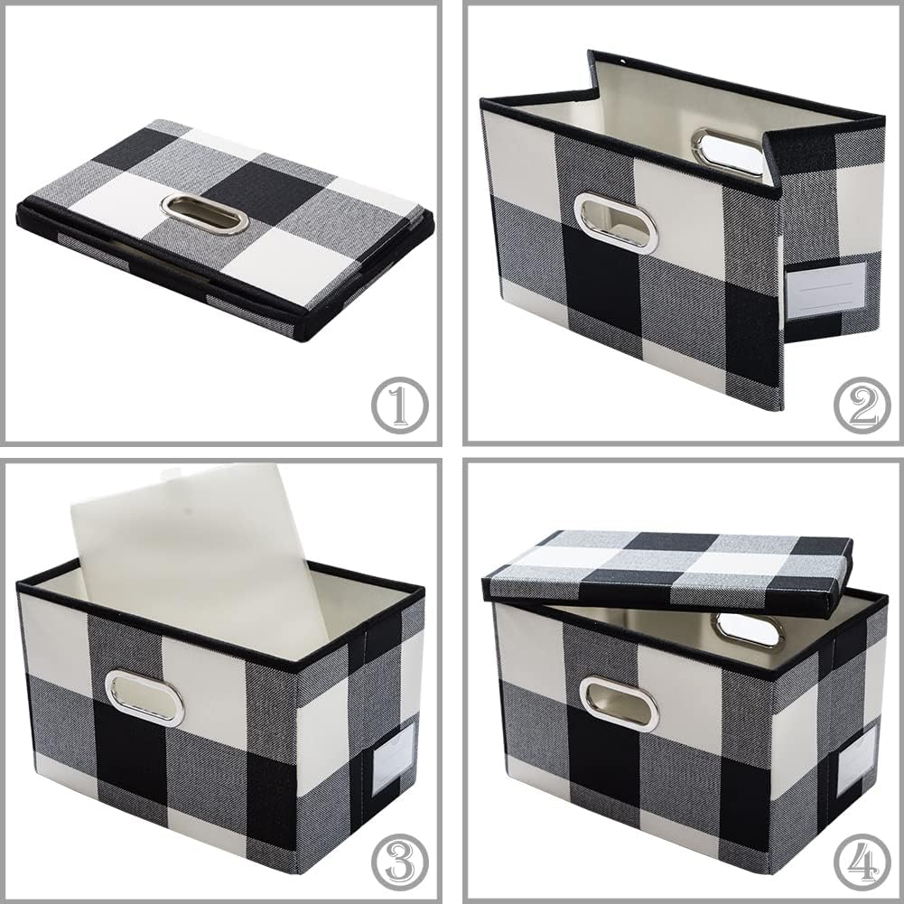 PRANDOM Collapsible Storage Bin with Lid [3-Pack] Fabric Foldable Storage Box Organizer Container