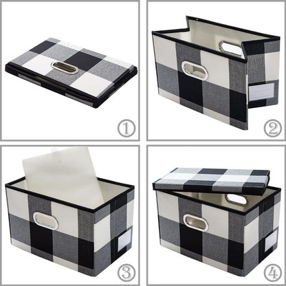 PRANDOM Collapsible Storage Bin with Lid [3-Pack] Fabric Foldable Storage Box Organizer Container