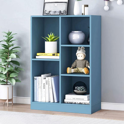 IOTXY Open Shelf Low Bookcase - Wooden 3-Tier Floor Standing Display Cabinet Organizer with Base, 5