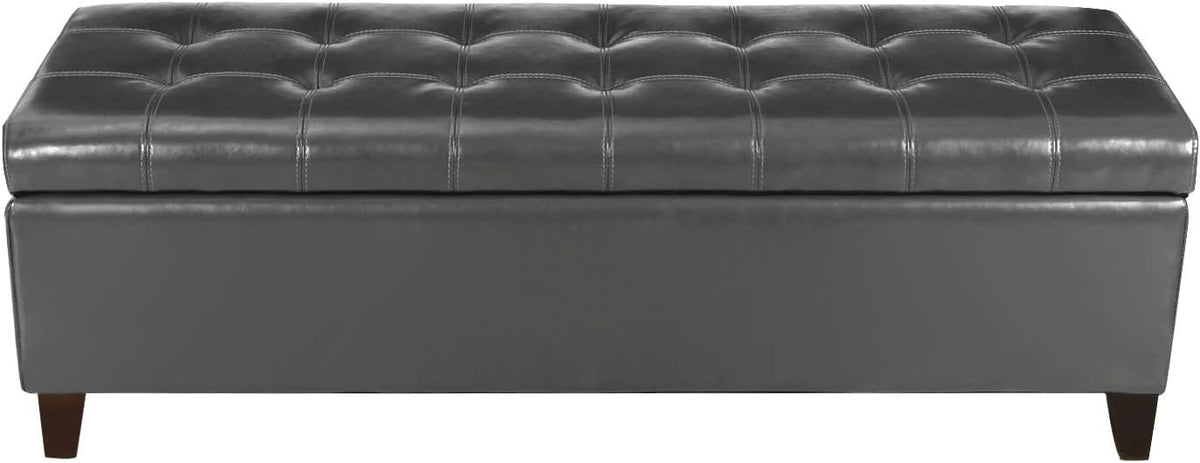 Joveco Storage Ottoman Bench, Tufted Leather 51 Inch Storage Bench for End of Bed Bedroom Living