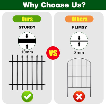Metal Decorative Garden Fence 24" Wide x 24" High (5 Panels, Total Length 10 feet), Metal Border