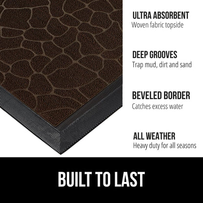 GORILLA GRIP 100% Waterproof All-Season WeatherMax Doormat, 47x35, US Designed Natural Rubber