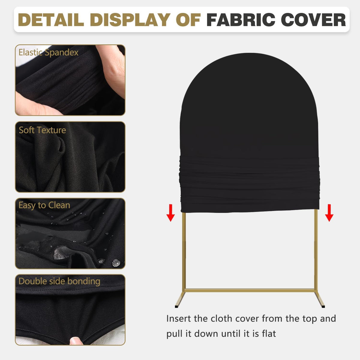 Arch Backdrop Stand and Cover Set, Metal Balloon Arch Backdrop 6.6ft, Gold Arched Stand Frame for