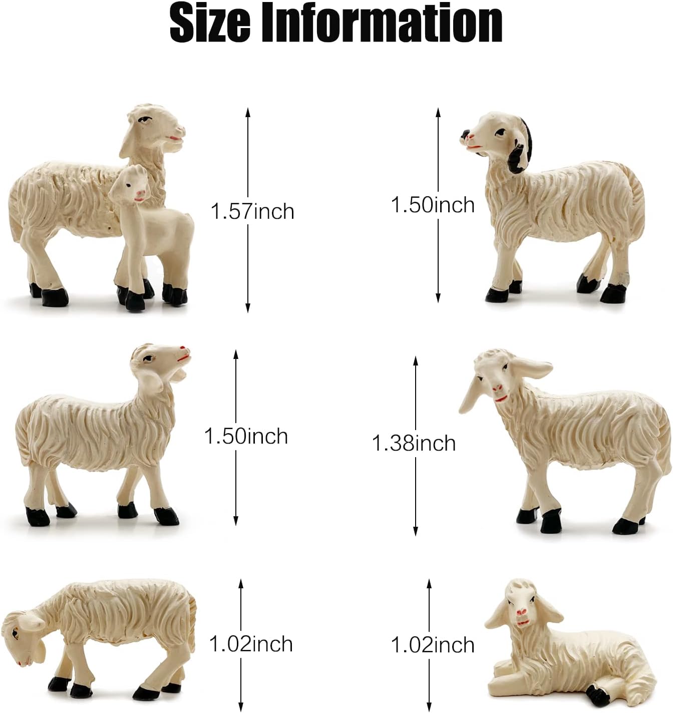 Miniature Garden Figurines Set of 6 Sheep Statues - Outdoor Decor Art for Fall Winter - Patio