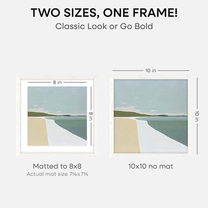 Homeforia 10x10 White Picture Frame, High-End Oak 10 x 10 Square Wooden Frames with Mat 8 by 8