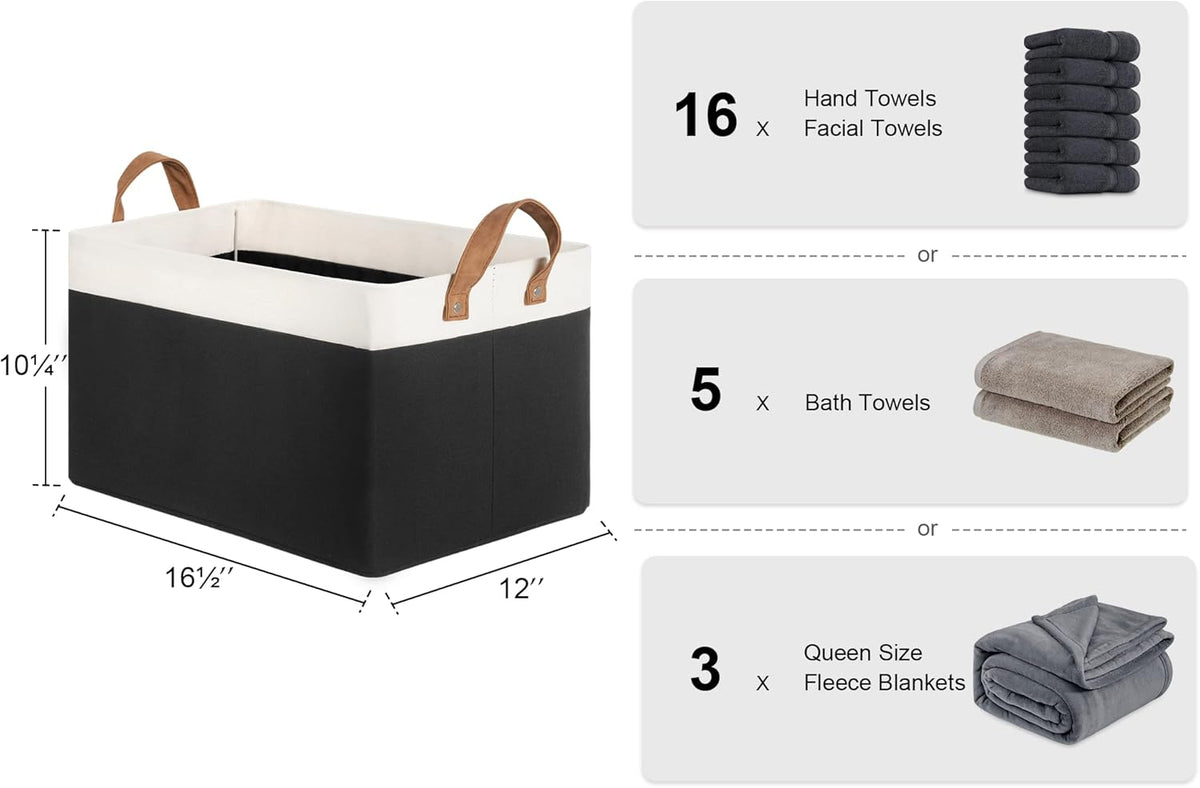 StorageWorks Storage Bins, Fabric Storage Bins for Shelves, Large Storage Baskets with Metal Frame