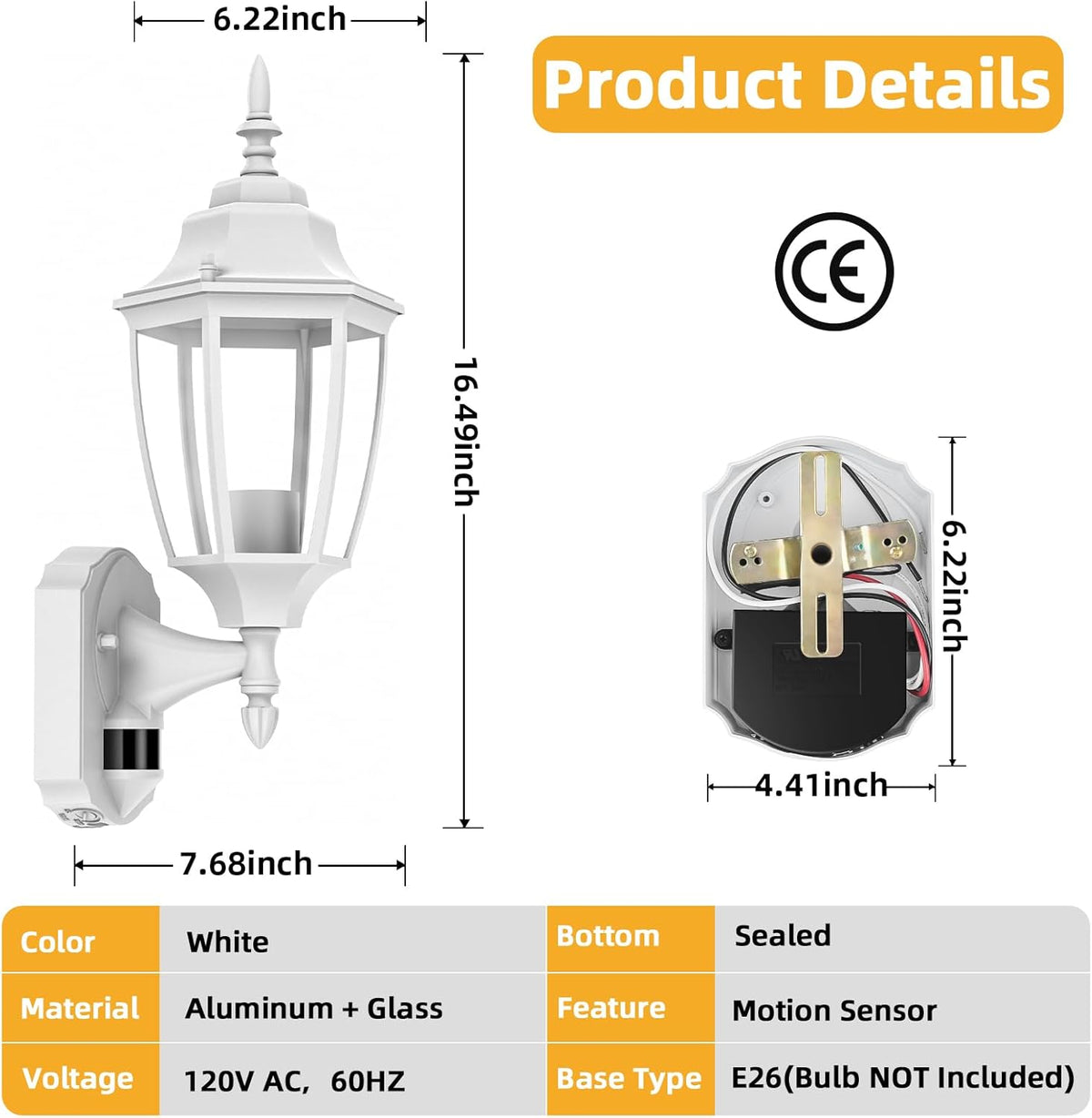 Lamomo Outdoor Wall Sconce, 2 Pack Dusk to Dawn Motion Sensor Light Fixtures, Exterior Aluminum