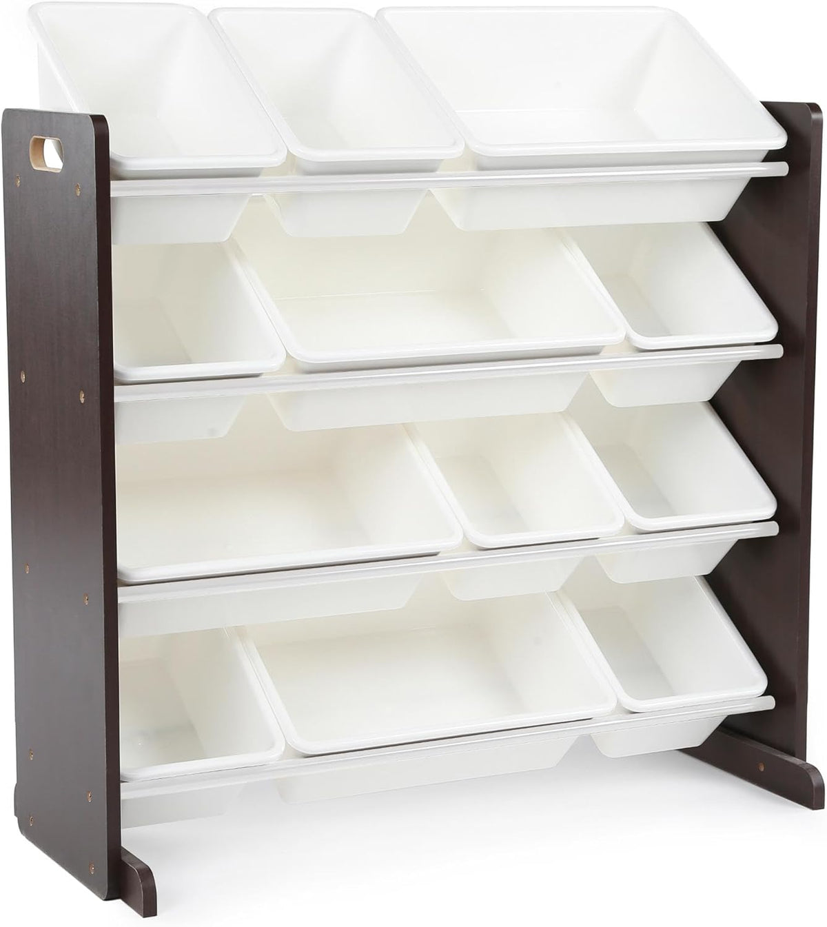 Humble Crew Kids Toy Storage Organizer with 12 Plastic Bins, Espresso/White – Removable Bins for