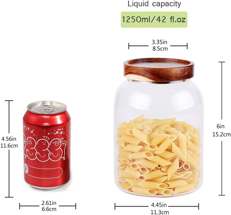 Glass Storage Jar, Food Storage Container/Canisters with Airtight Lid for Serving Tea, Coffee