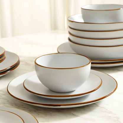 Stone Lain Brasa Modern Stoneware 16 Piece Dinnerware Sets, Plates and bowls Sets, Dish Set for 4