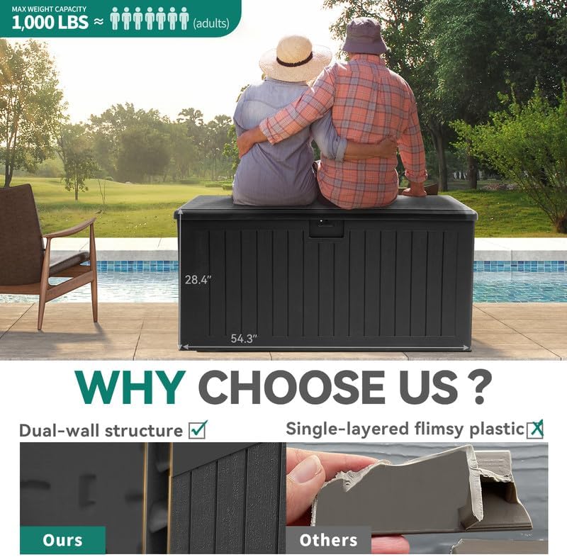 YITAHOME XL 150 Gallon Large Deck Box,Outdoor Storage for Patio Furniture Cushions,Garden