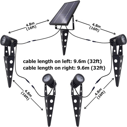 4-Spotlight Mini 50X Solar-Powered LED Spotlight (Cool White LED), Black Finish, Outdoor Garden