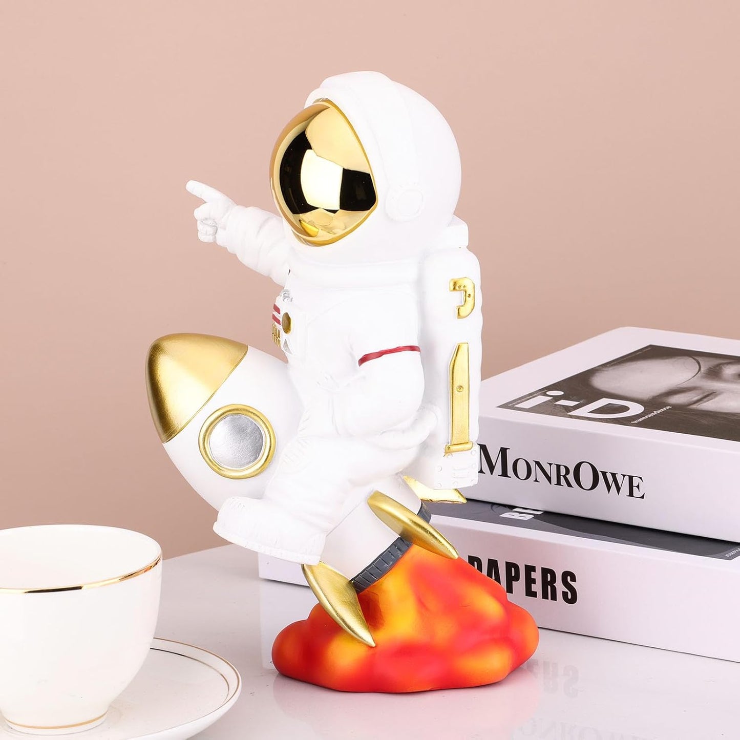 Astronaut Decor,Astronaut Rocket Figurines and Sculptures,Astronaut Figurine Space Themed Bedroom