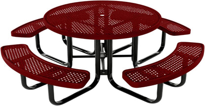 Coated Outdoor Furniture Heavy-Duty Portable Outdoor Kids Table with Umbrella Hole, Punched Steel