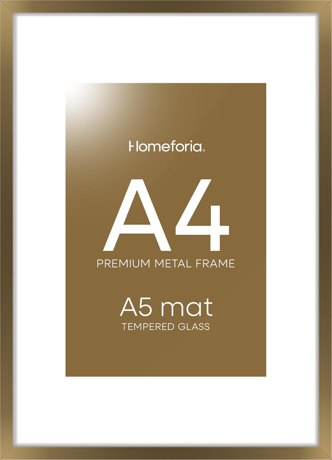 Homeforia A4 Picture Frame Bronze, High End Metal 8.3 x 11.7 inch Brass Poster Frames with Mat 5.8