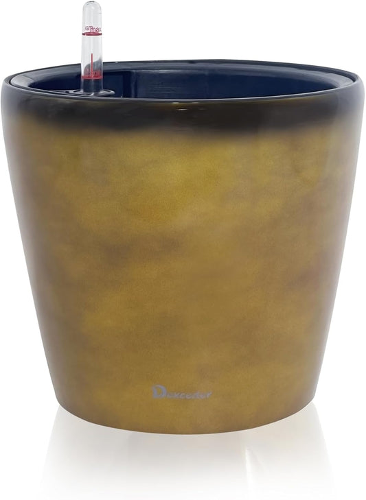 Dexceder 11x10 Inches Self Watering Planter Indoor Outdoor, Inner Pot Design, Thickened Table